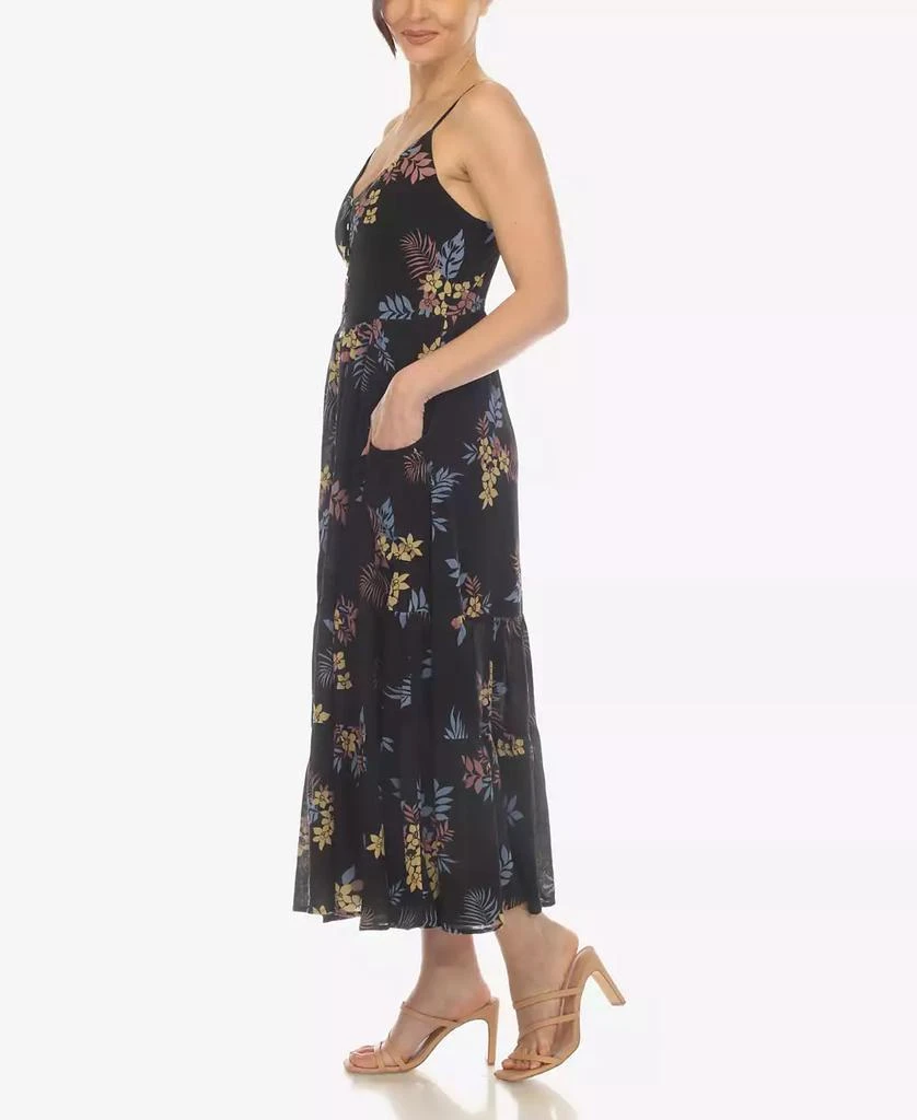 White Mark Women's V-neck Floral Print Maxi Dress 3