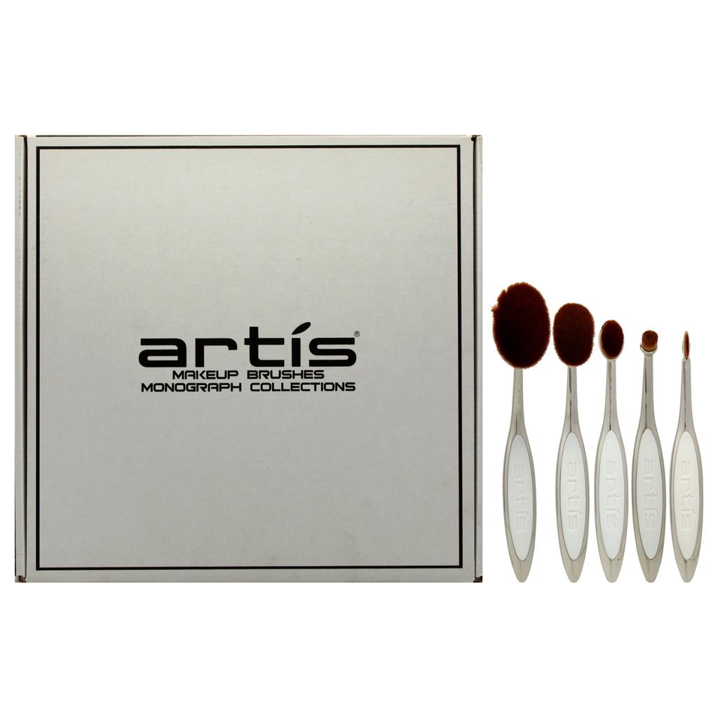 Artis Elite 5 Brush Set - Mirror by  for Women - 4 Pc Elite Collection Oval 7 Brush - Mirror, Elite Oval 6 Brush - Mirror, Elite Linear 4 Brush - Mirror, Elite Linear 1 Brush - Mirror, Elite Circle Brush 1R - Mirror