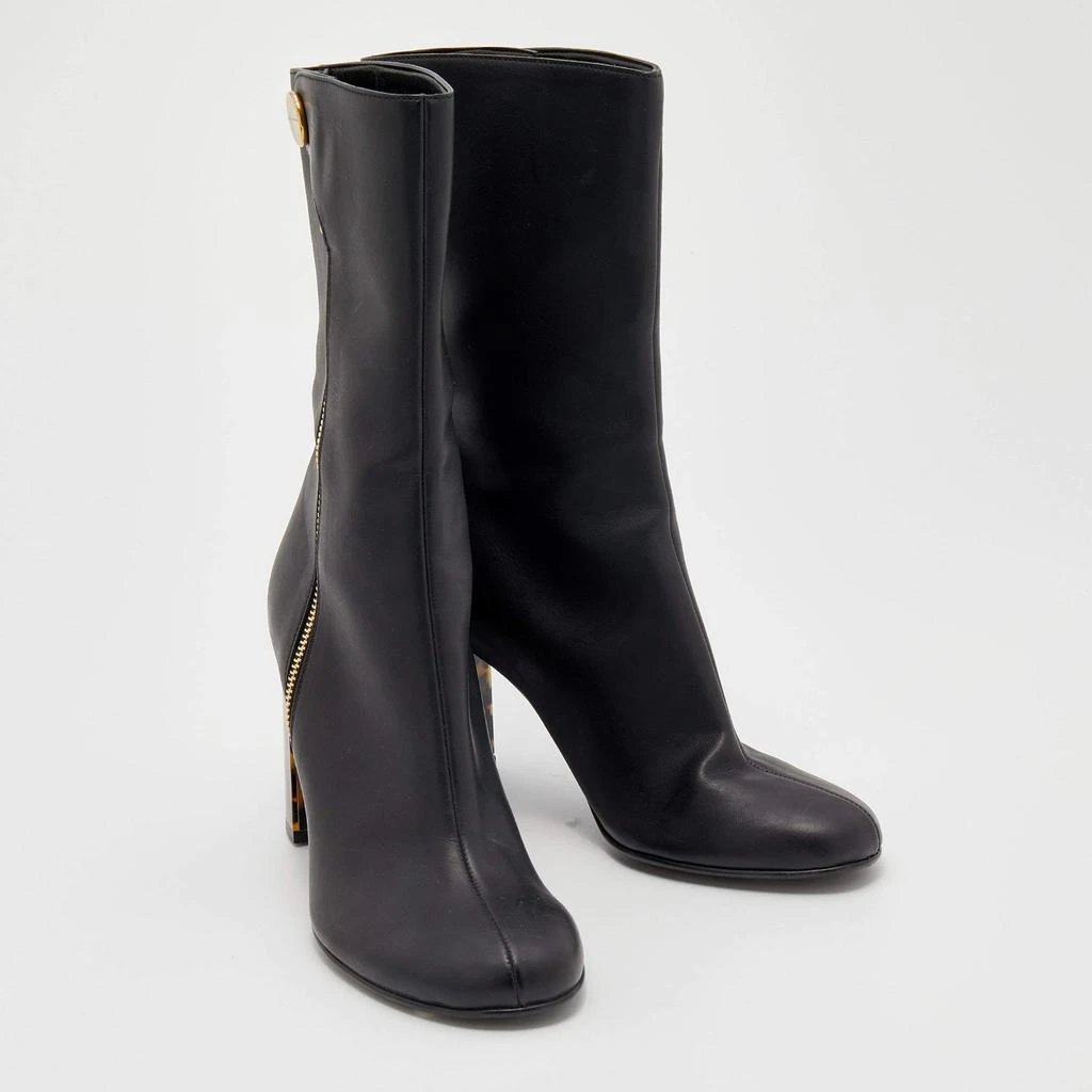 Stella McCartney Stella McCartney Black Faux Leather Tortoise Block Heel "Percy" Ankle Boots Size 37 4