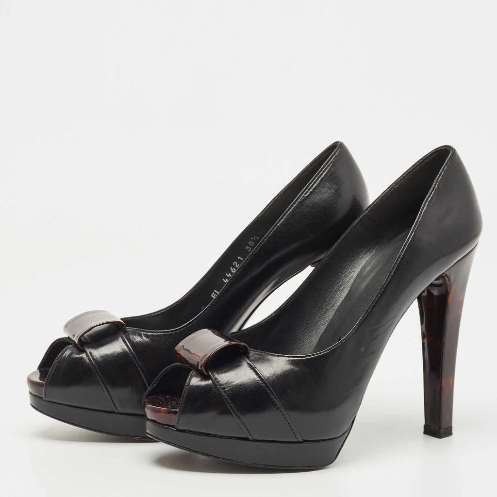 Stuart Weitzman Stuart Weitzman Black Leather Peep Toe Platform Pumps Size 38.5 2