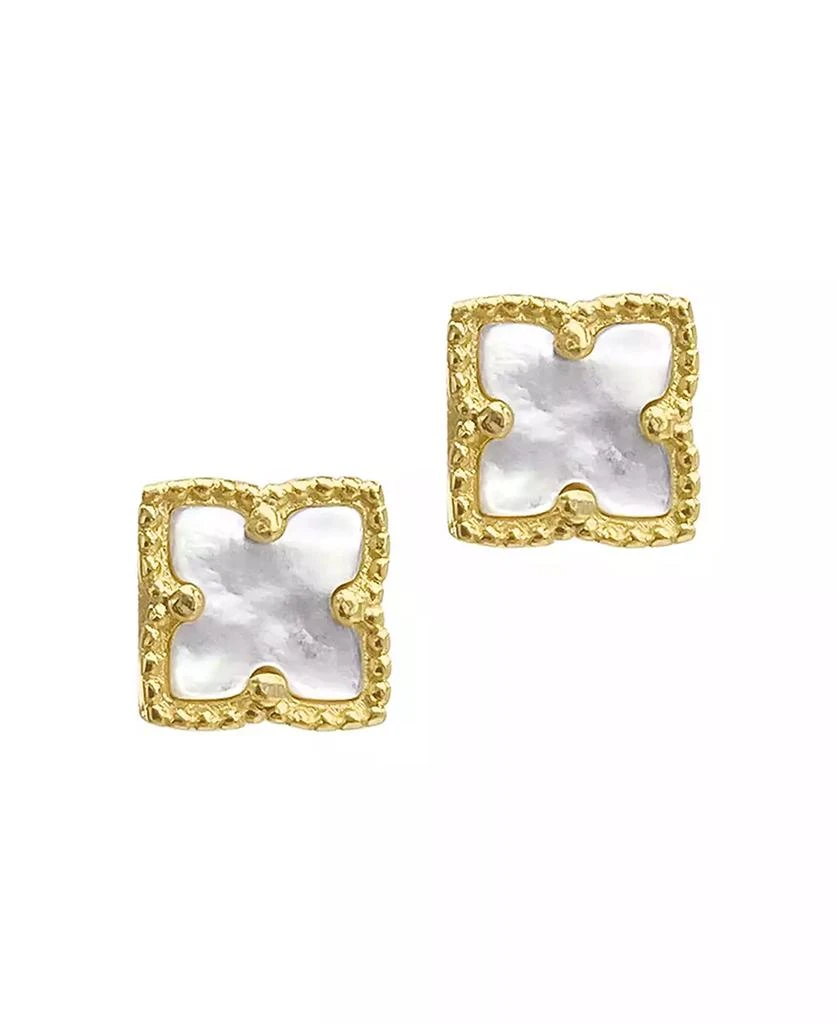 ADORNIA Mother of Imitation Pearl Gold-Tone Flower Stud Earrings 1