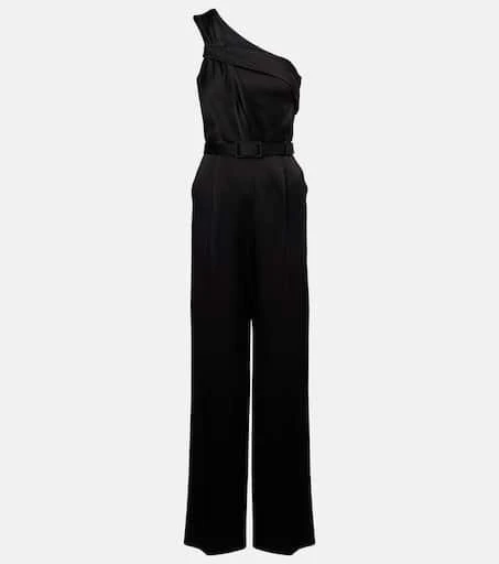 Max Mara Gioire belted one-shoulder satin jumpsuit 1