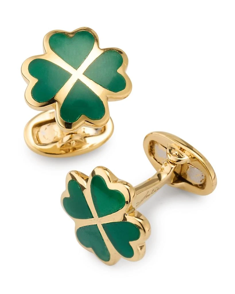 Jan Leslie Men's Gold Vermeil and Green Onyx Four Leaf Clover Cufflinks 3