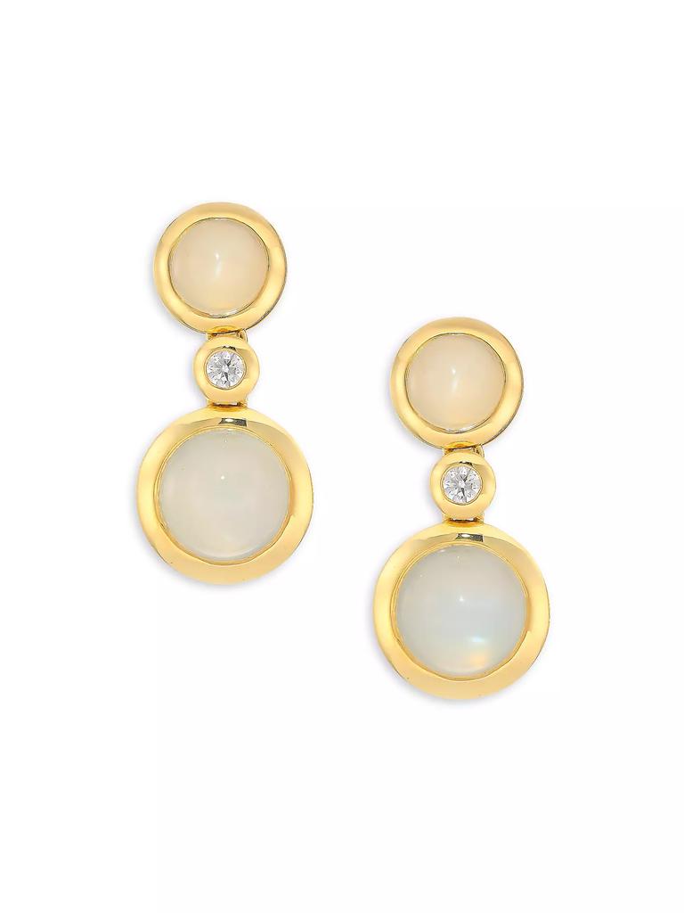 Tamara Comolli Bouton 18K Yellow Gold, Two-Tone Moonstone & Diamond Triple-Drop Earrings