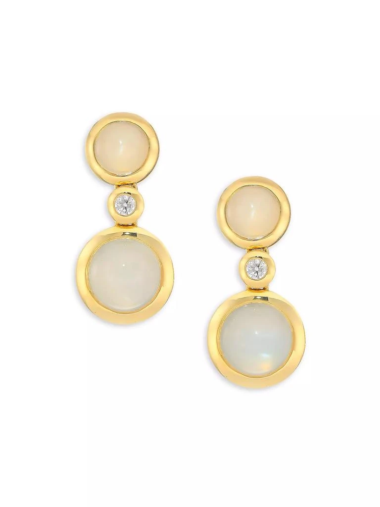 Tamara Comolli Bouton 18K Yellow Gold, Two-Tone Moonstone &amp; Diamond Triple-Drop Earrings 1