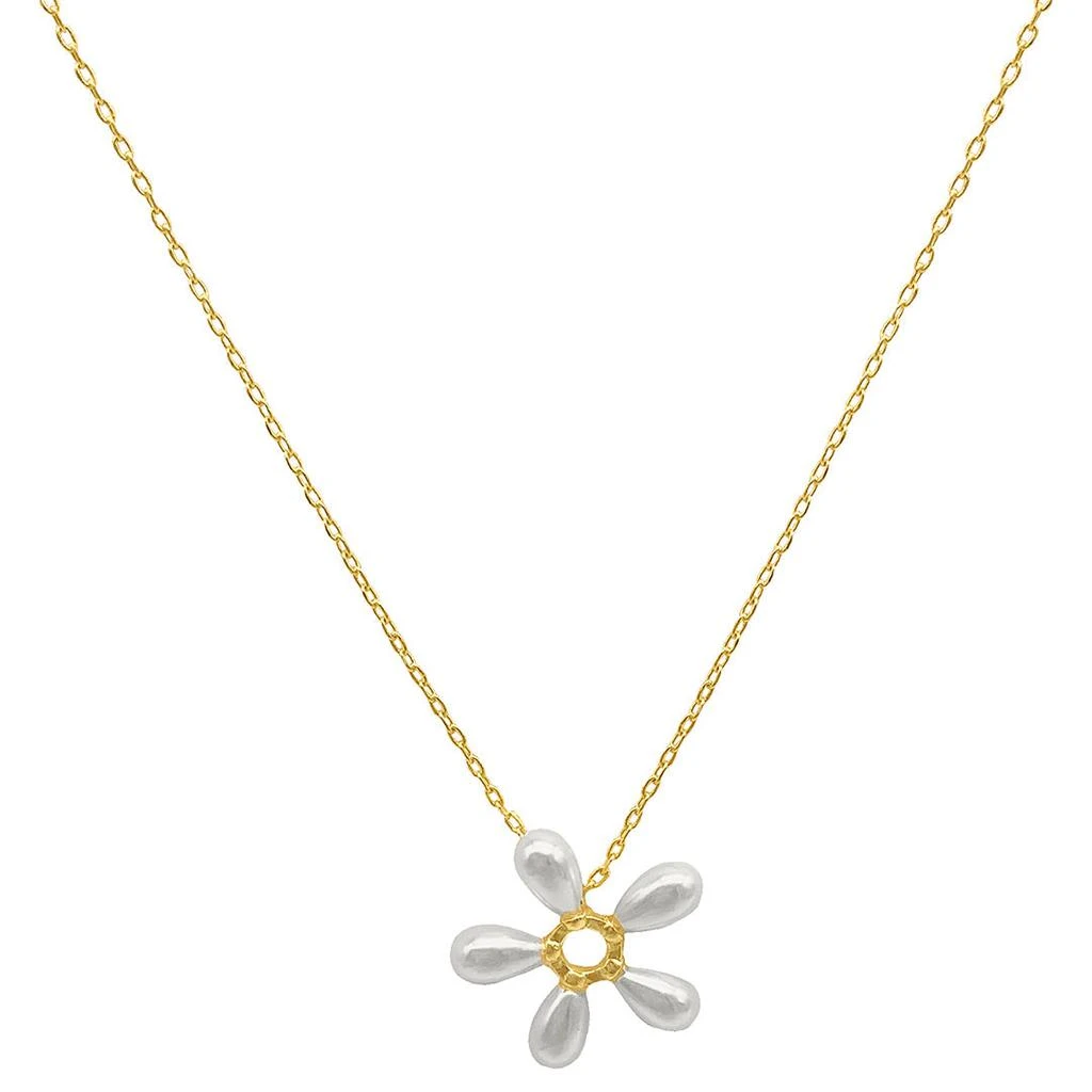 Adornia Floral Pearl Pendant Necklace gold 1