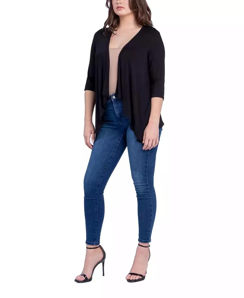 24seven Comfort Apparel Women's Open Front Elbow Length Sleeve Cardigan Sweater 3