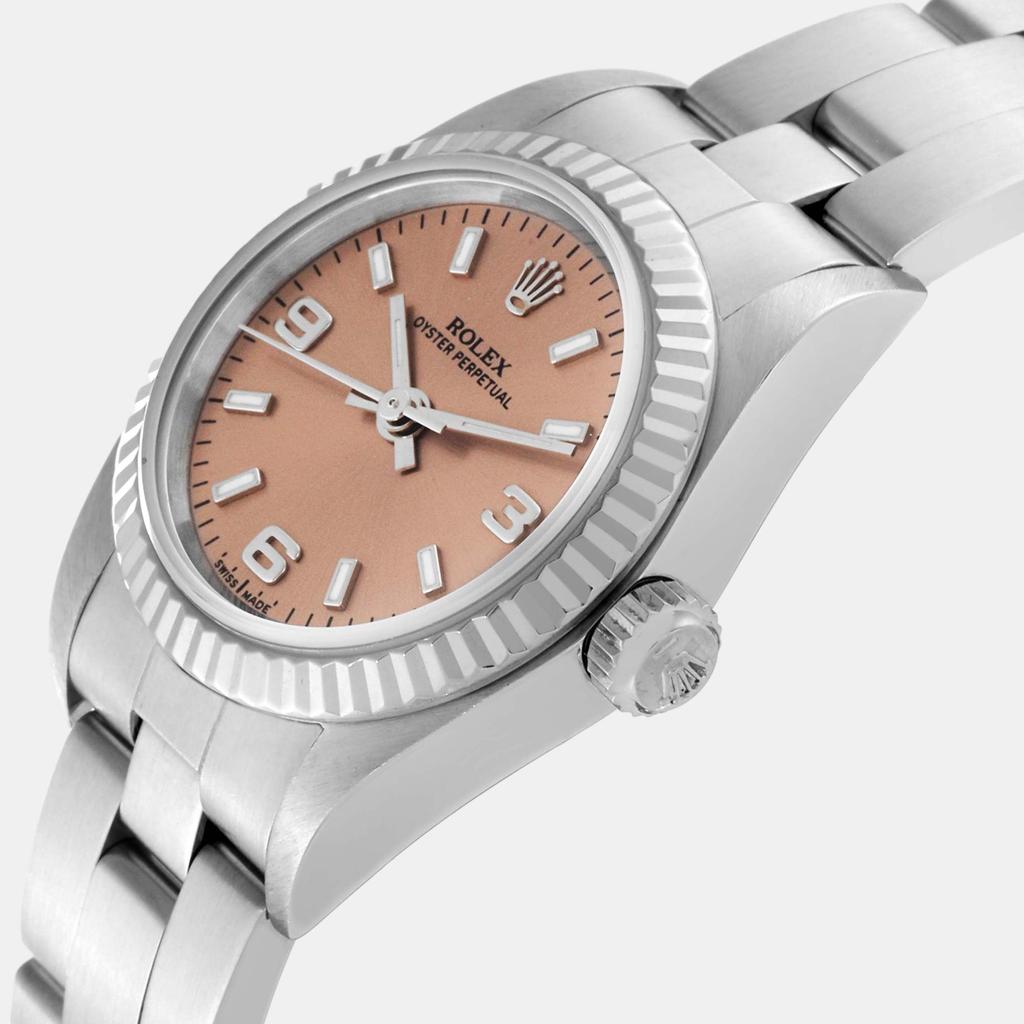 Rolex Rolex Oyster Perpetual Salmon Dial Steel White Gold Ladies Watch 24.0 mm