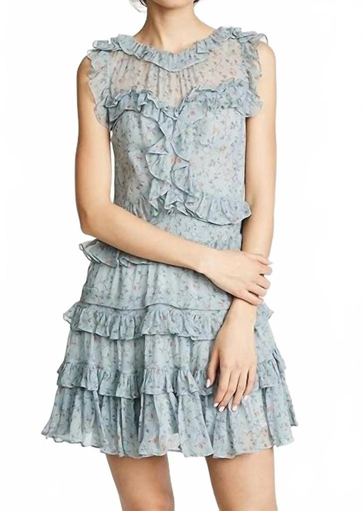 Rebecca Taylor Vine Ruffle Sleeves Mini Dress In Mint 5