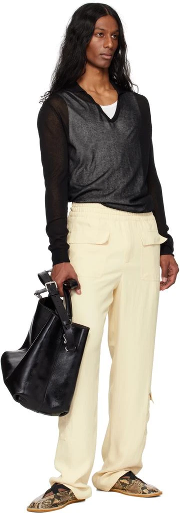 Dries Van Noten Off-White Twill Cargo Pants 4