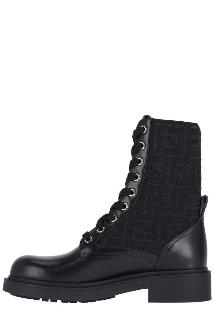 Fendi Fendi Filo FF Jacqaurd Lace-Up Biker Boots 4
