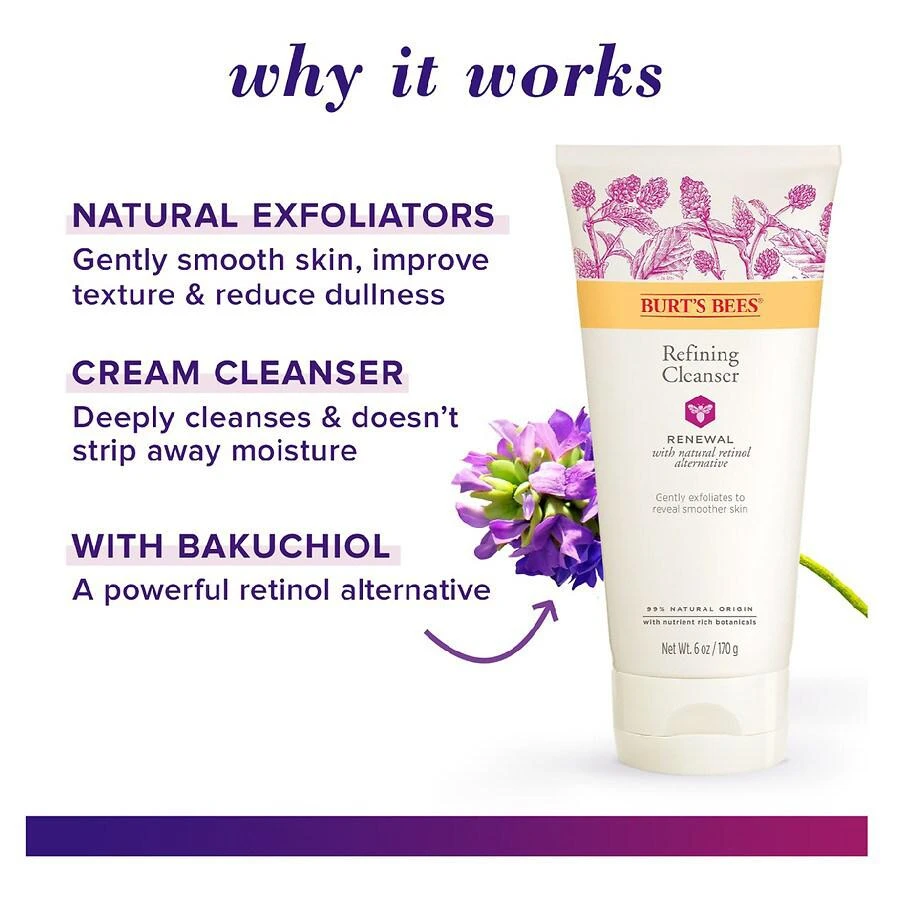 Burt's Bees Renewal Refining Cleanser with Bakuchiol Natural Retinol Alternative 7