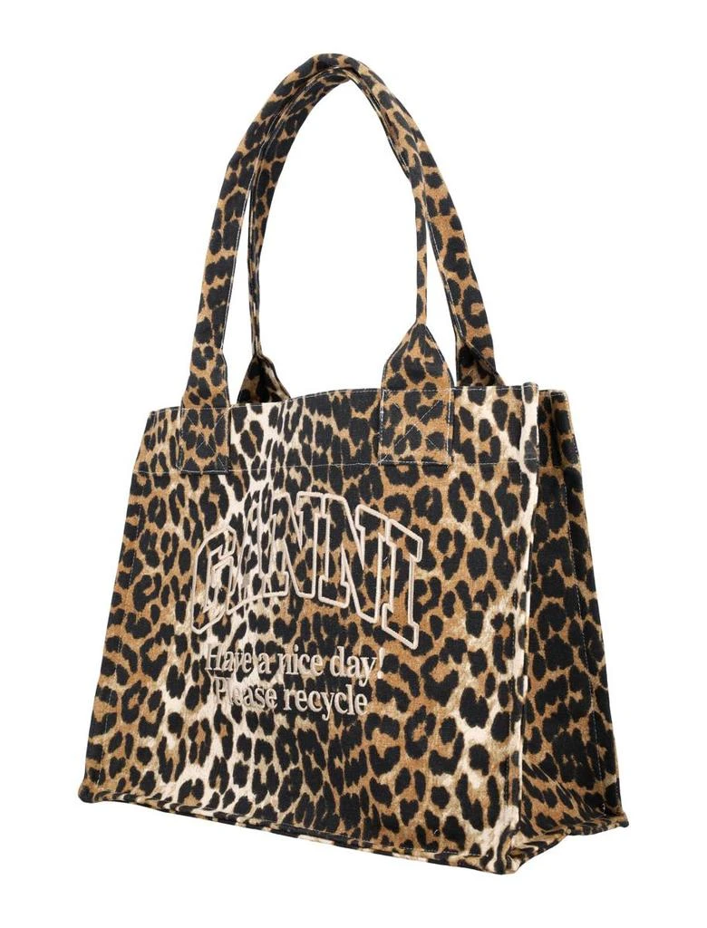 Ganni Ganni Leopard-Print Canvas Tote Bag 3
