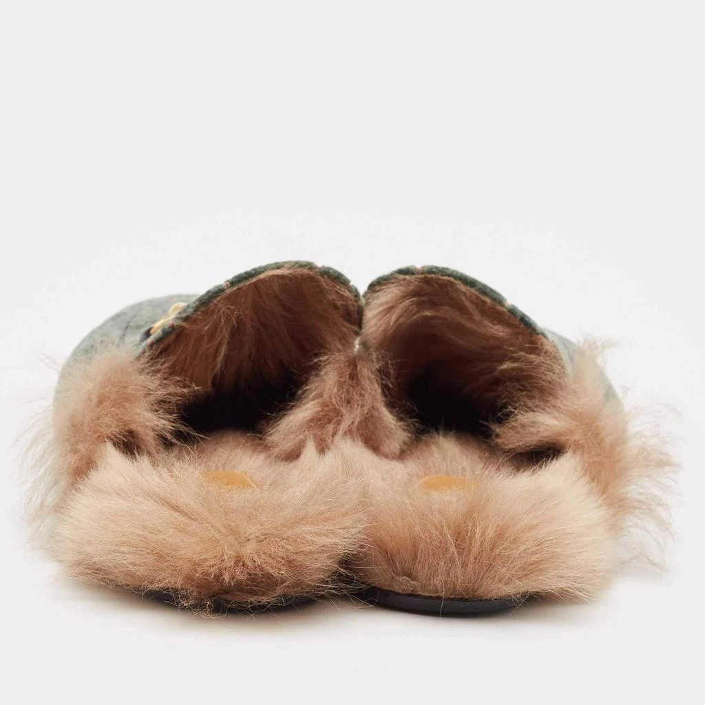Gucci Gucci Green/Beige Fur and Velvet Princetown Mules Size 42 5