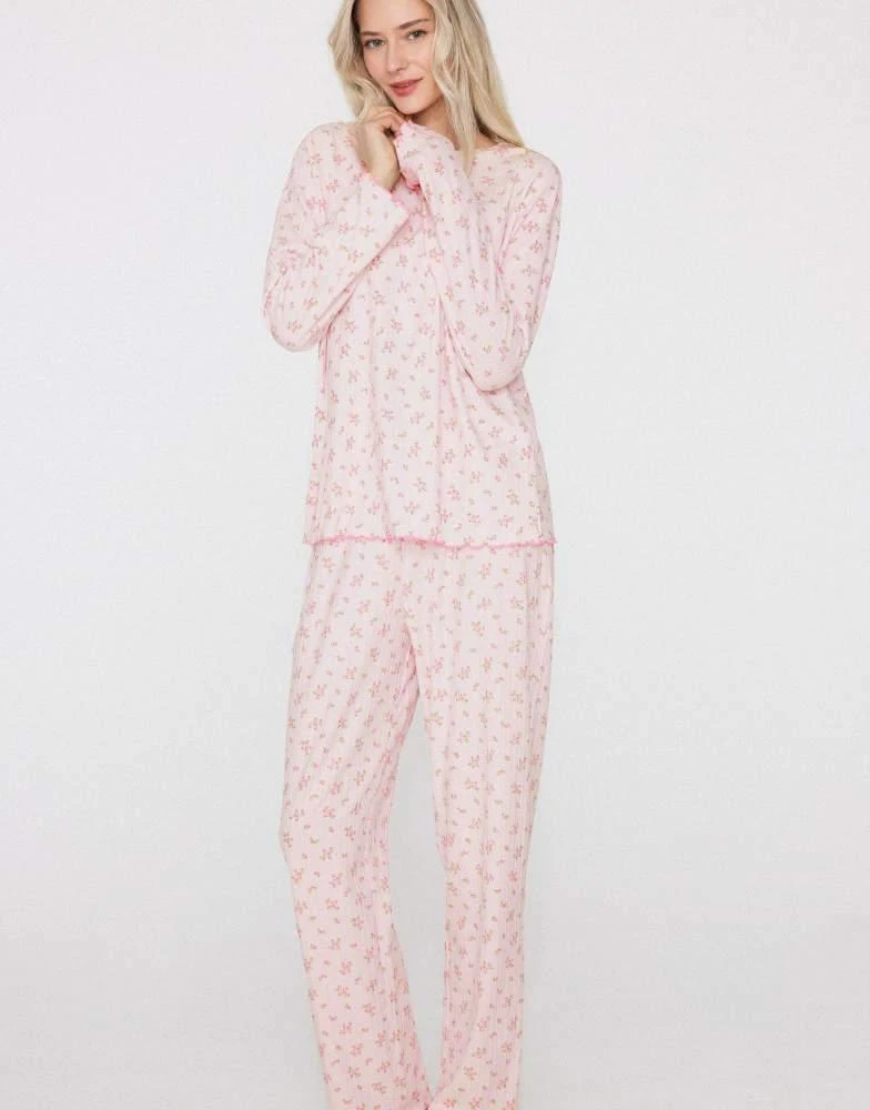 Tezenis Tezenis Long pyjamas with small flowers in rose with flowers