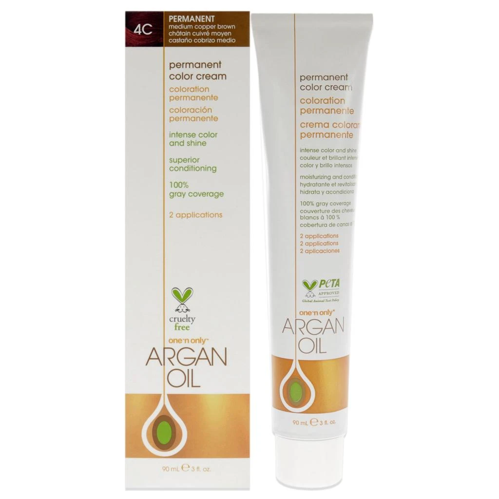 One n Only Argan Oil Permanent Color Cream - 4C Medium Copper Brown by  for Unisex - 3 oz Hair Color 1
