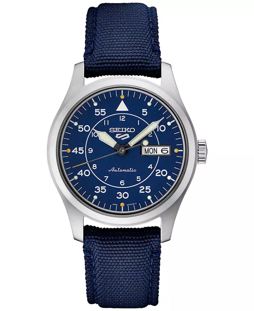 Seiko Men's Automatic 5 Sports Blue Nylon Strap Watch 39mm 1