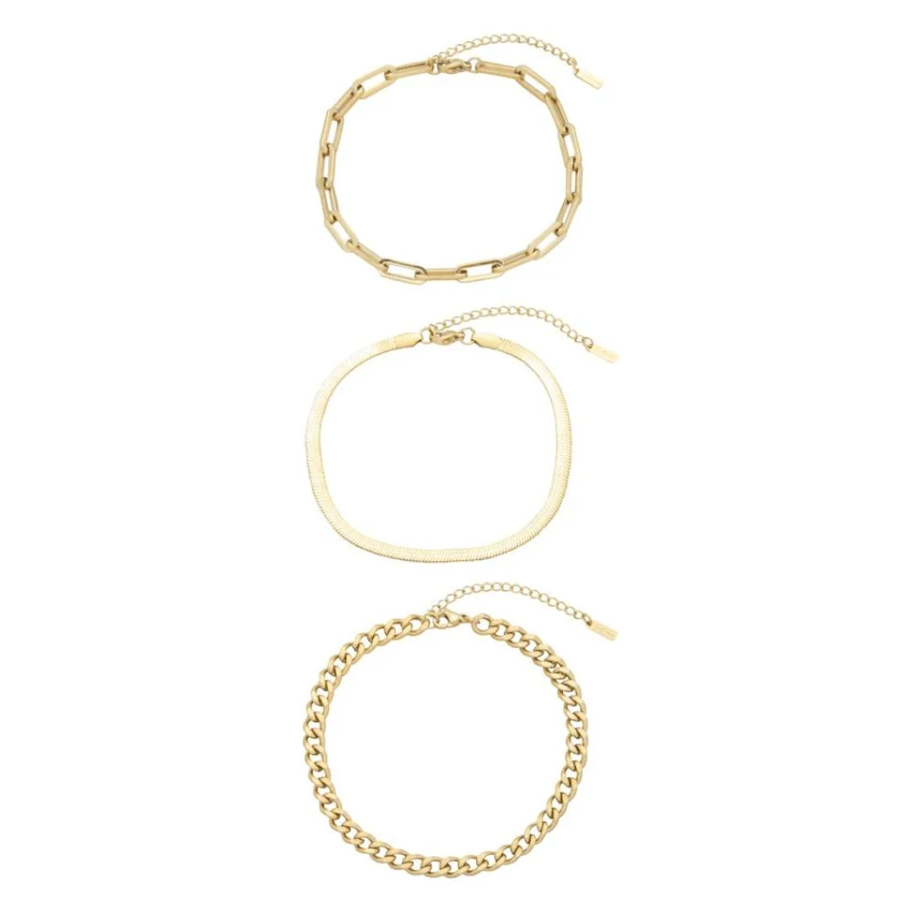 Pompeii3 Cinthia Anklet 3 Piece Set 18k Gold Plated 9" with 2" Extender
