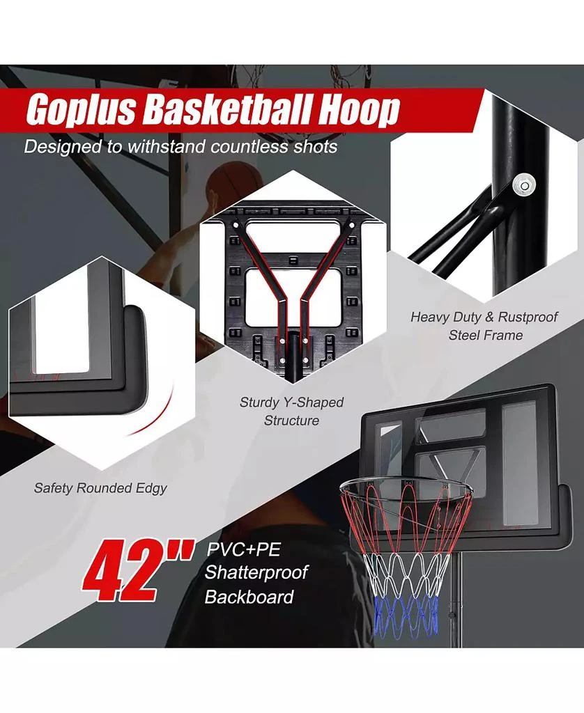 GOUUN Height Adjustable Portable Shatterproof Backboard Basketball Hoop with 2 Nets 9