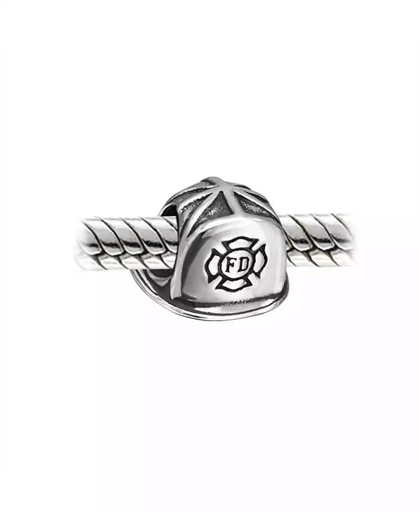 Bling Jewelry Fireman Fire Department Firefighter Hat Helmet Charm Bead Wife Oxidized Sterling Silver Fits European Bracelet 5
