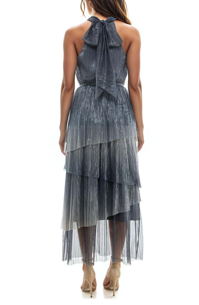 Socialite Metallic Tiered Crinkle Maxi Dress