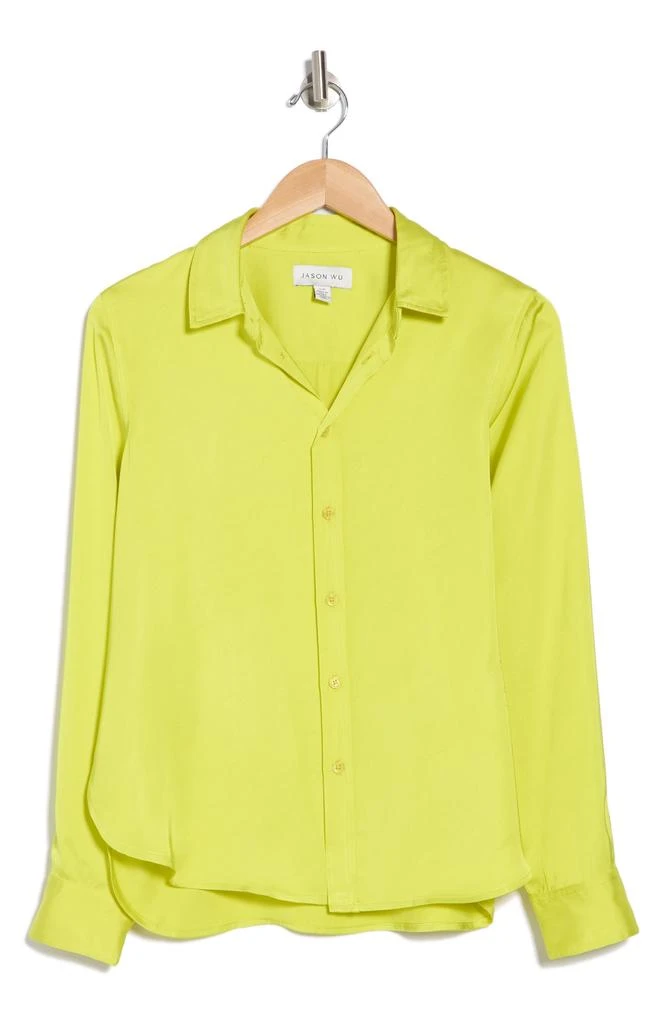 Jason Wu Long Sleeve Satin Button-Up Shirt 3