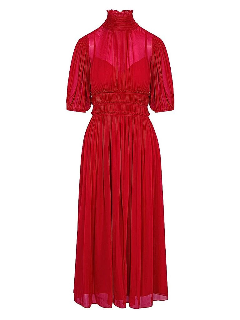 Rebecca Taylor Chiffon Smocked-Waist Dress 1