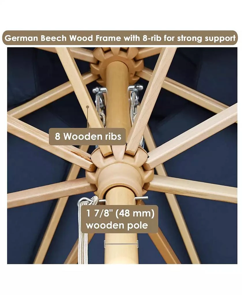 Yescom 13FT Large Outdoor Patio Umbrella UV30+ Wood 8 Rib Pole for Table Beach Yard Garden Wedding Deck Cafe Pool Navy 3