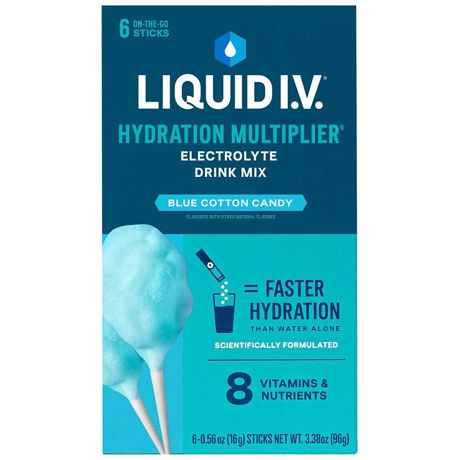 Liquid I.V. Hydration Multiplier Powdered Electrolyte Drink Mix Blue Cotton Candy