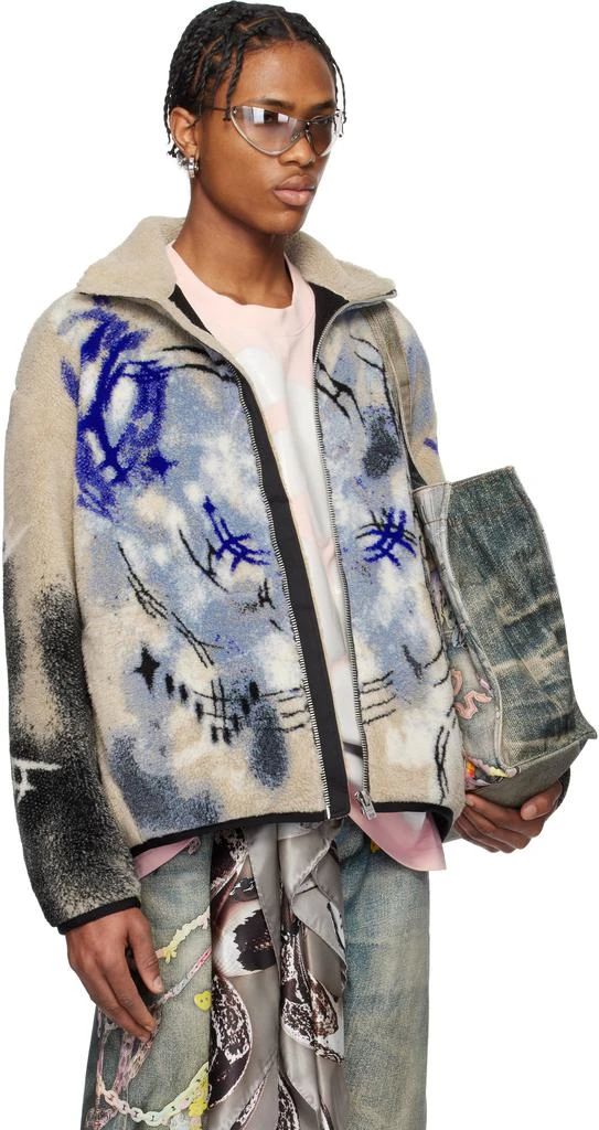 Acne Studios Beige & Blue Teddy Jacket 2