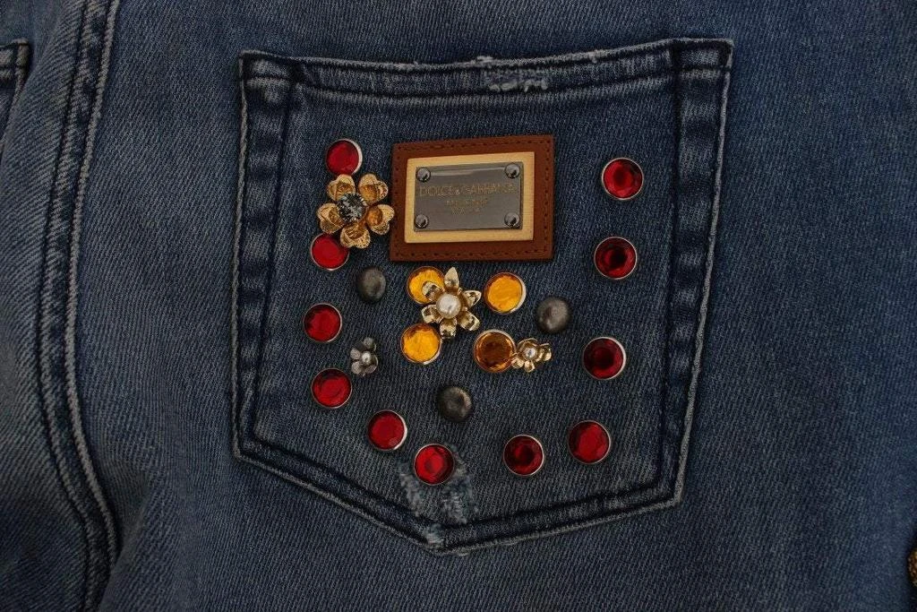 Dolce & Gabbana Dolce & Gabbana Crystal Roses Heart Embellished Jeans 9