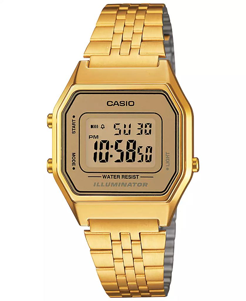 Casio Women's Digital Vintage Gold-Tone Stainless Steel Bracelet Watch 39x39mm LA680WGA-9MV