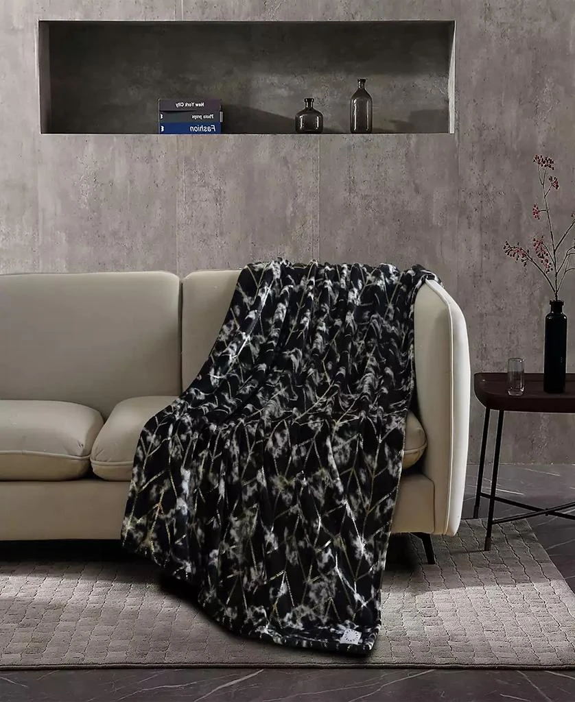 BCBG Marble Foil Printed Plush Throw, 50" x 70", Exclusively at Macy’s 1