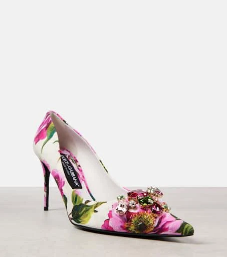 Dolce 
Gabbana Embellished leather-trimmed pumps 5