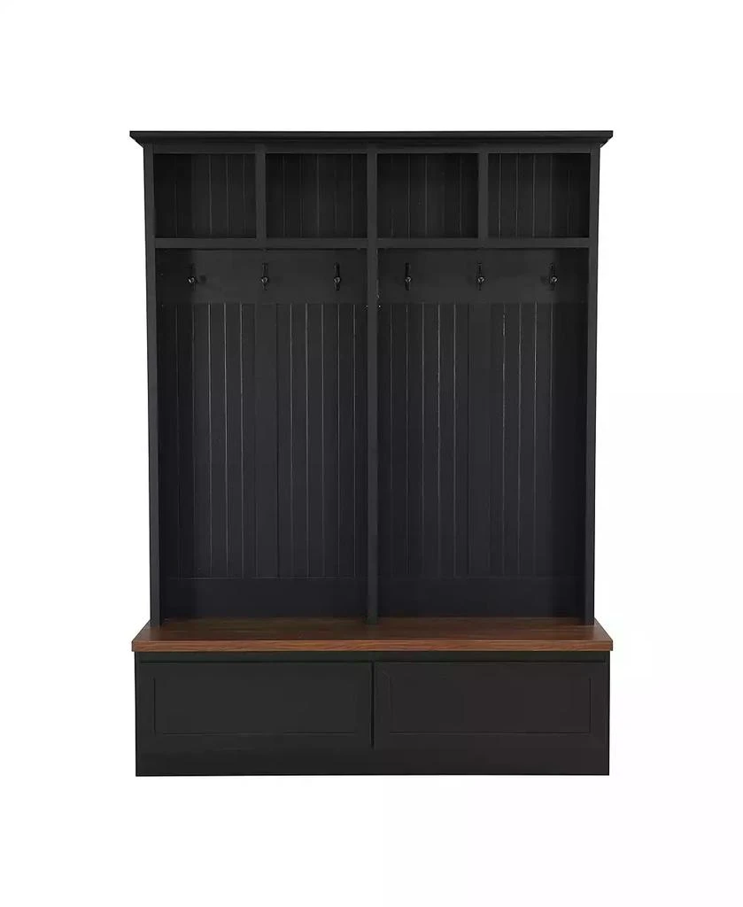 Streamdale Furniture Streamdale Farmhouse 4-in-1 Hall Tree - Mudroom Coat Rack Bench with Drawers, Black 5