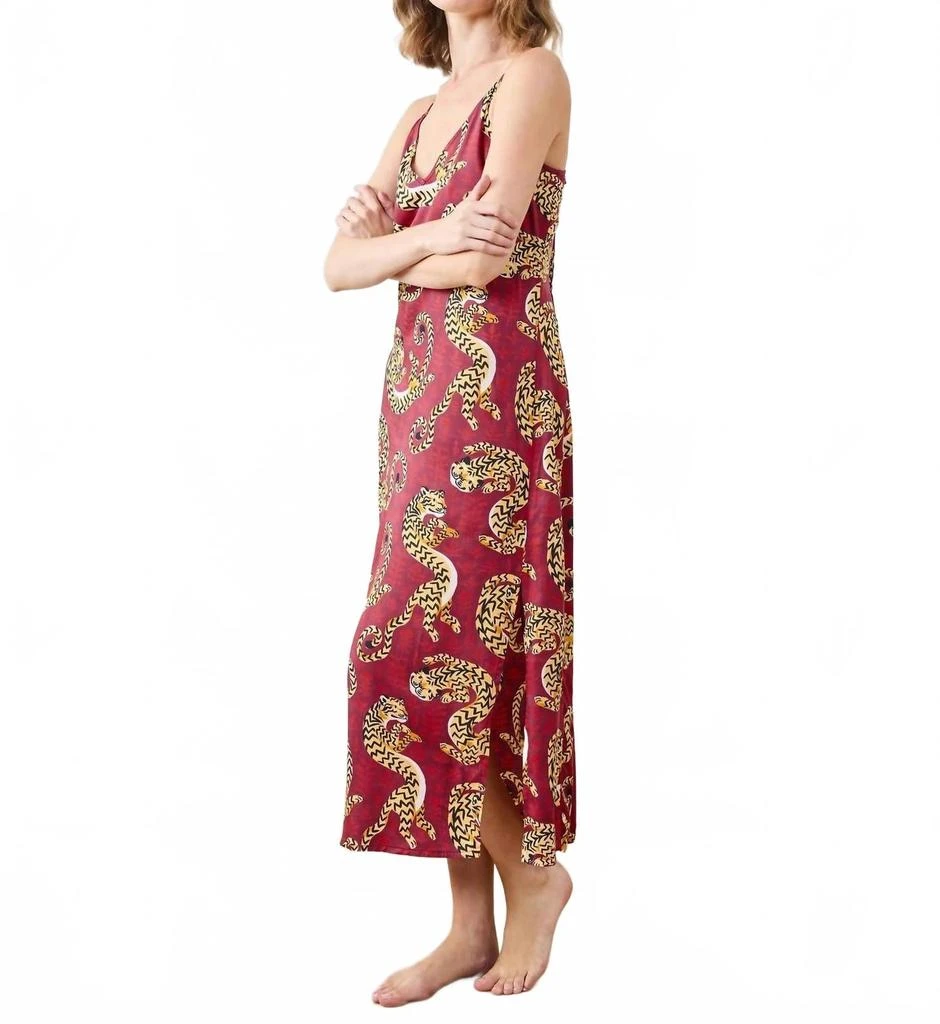 Printfresh Eco Satin Chic To Sleep Nightie Dress In Twisted Tiger
