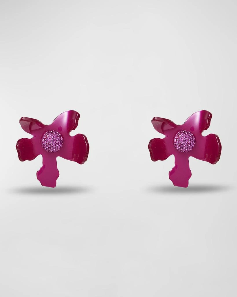 Lele Sadoughi Crystal Lily Button Earrings, Raspberry