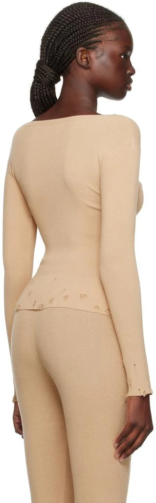 RUI Beige Cutout Long Sleeve T-Shirt 3