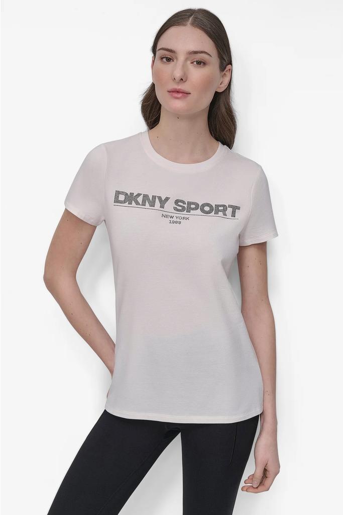 DKNY DKNY SPORT RHINESTONE LOGO CREW NECK TEE