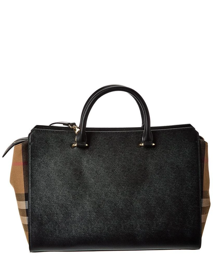 Burberry Banwell Medium Leather 
Check Canvas Satchel 2