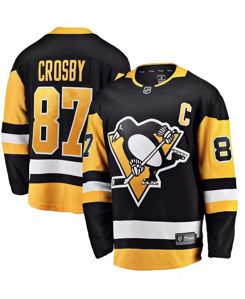 Fanatics Men's Sidney Crosby Black Pittsburgh Penguins Captain Patch Home Breakaway Jersey 4
