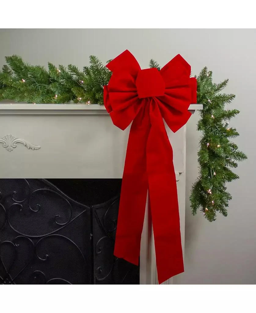 Northlight 11-Loop Velveteen Christmas Bow Decoration 2
