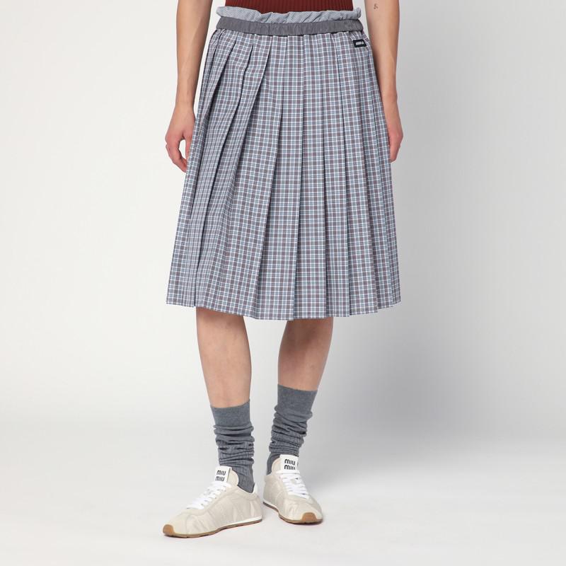 Miu Miu Pleated skirt blue/Bordeaux check pattern - Dresses