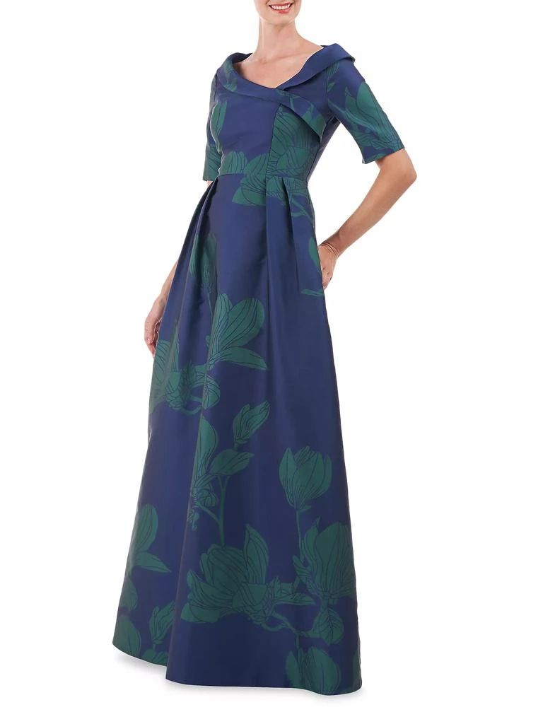 Kay Unger Coco Floral Jacquard Gown 4