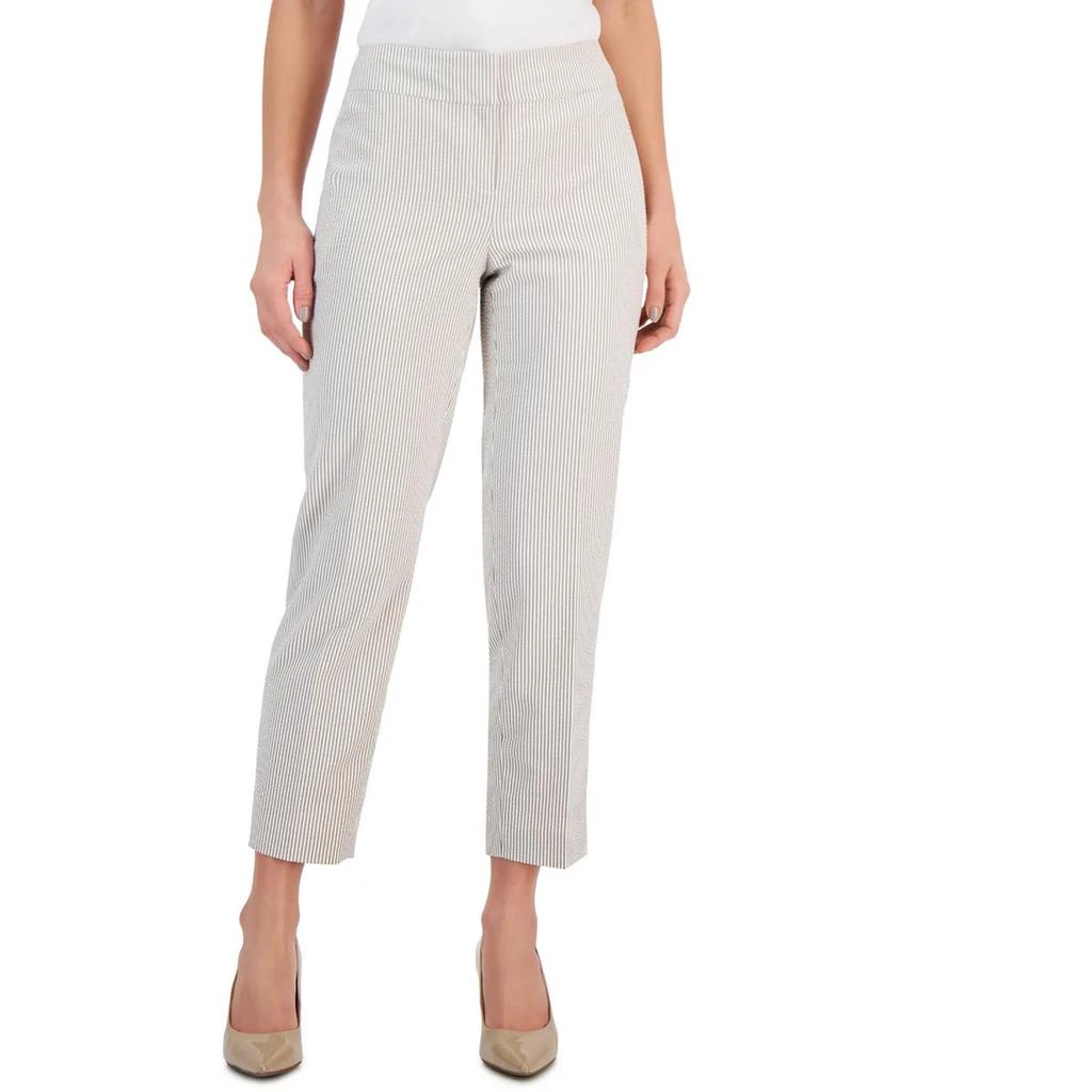Kasper Petites Womens Seersucker Mid Rise Cropped Pants 3