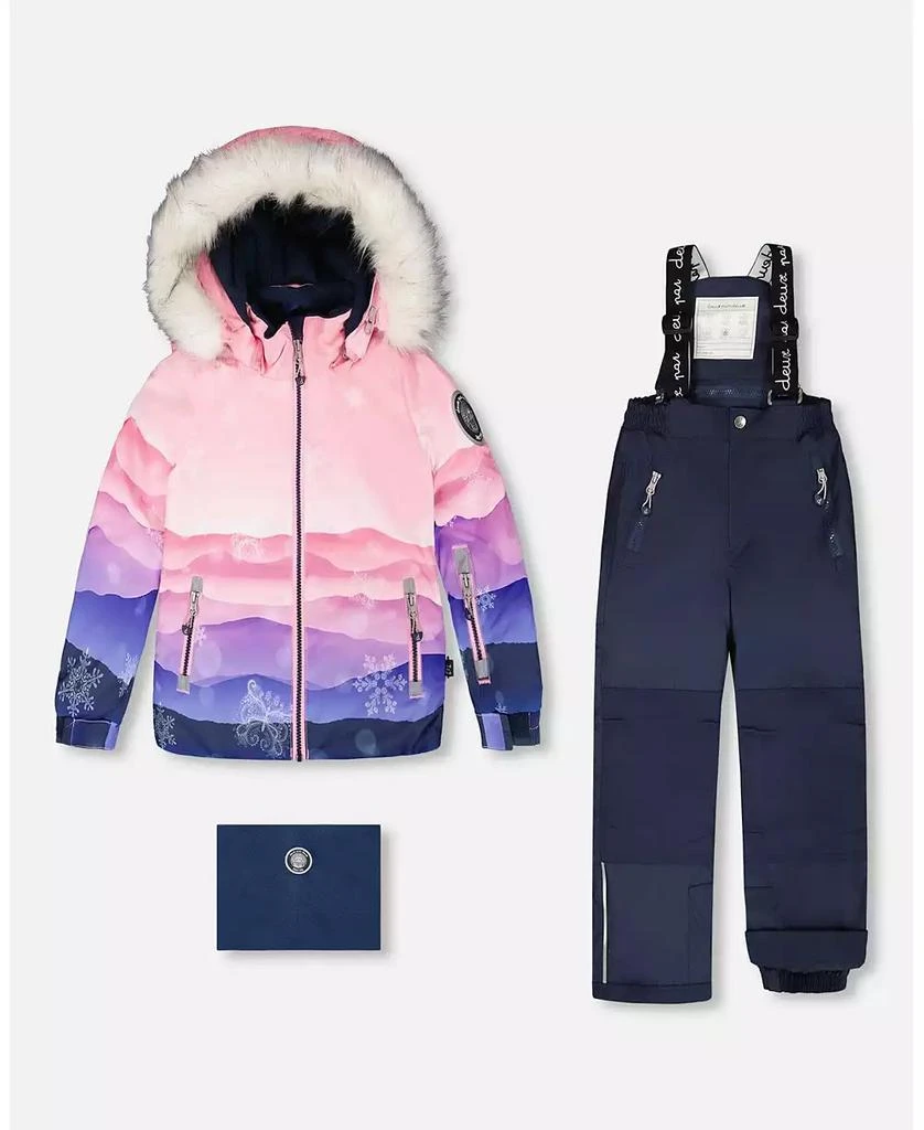 Deux par Deux Girl Two-Piece Play Snowsuit with Printed Jacket Navy Blue - Toddler|Child