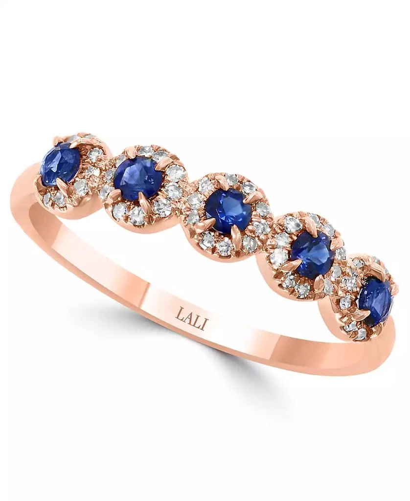 LALI Jewels Sapphire (1/3 ct. t.w.) 
Diamond (1/6 ct. t.w.) Cluster Band in 14k Rose Gold or 14k White Gold (Also Available in Ruby)