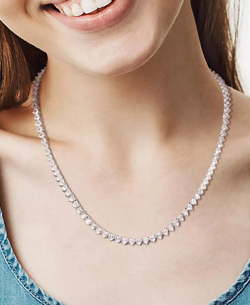 Macy's Lab-Grown White Sapphire Heart 18" Tennis Necklace (31-1/5 ct. t.w.) in Sterling Silver 2