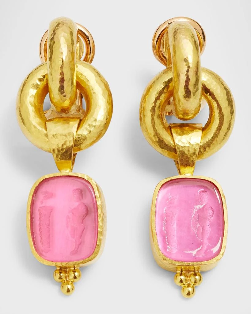 Elizabeth Locke Amber "God and Pillar" Cheerio Drop Earrings 1