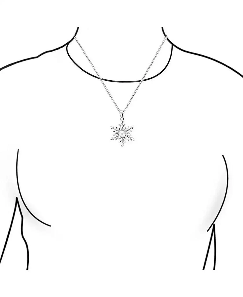 Bling Jewelry Holiday Party Christmas White Simulated Pearl Snowflake Necklace Pendant Dangling Earrings Jewelry Set For Women 5